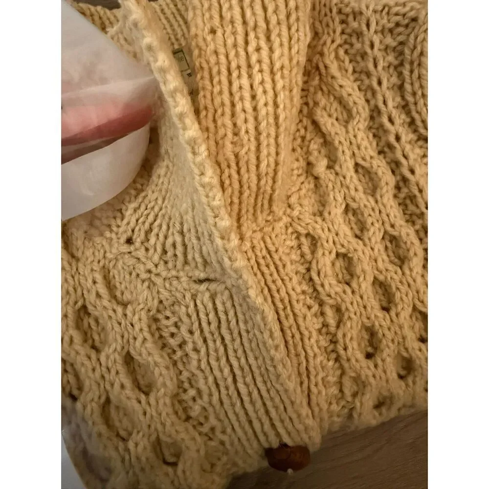 Vtg 60's 70's Abercrombie & Fitch Virgin Wool Cable Knit Cardigan Ireland M/L - Picture 10 of 11